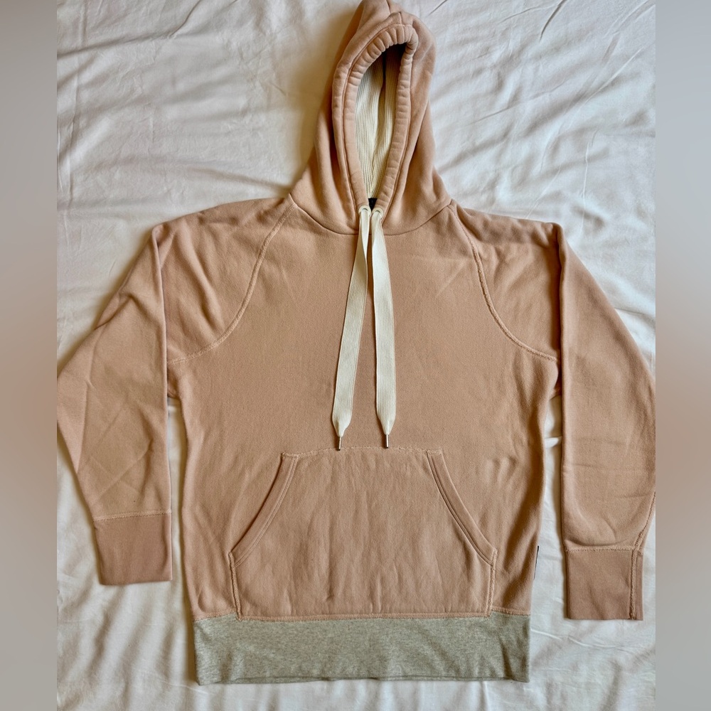 rag & bone Light Pink Hoodie with Cream and Heather Grey Trim